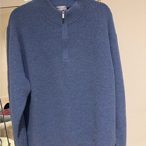 Peter Millar Men's Knit Blue Zip-Up Sweater